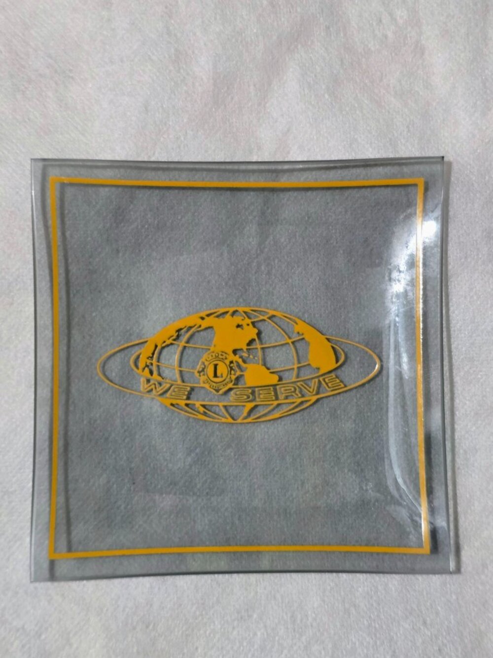 Lions Clubs International Smoked Glass Trinket Tray 12 cm